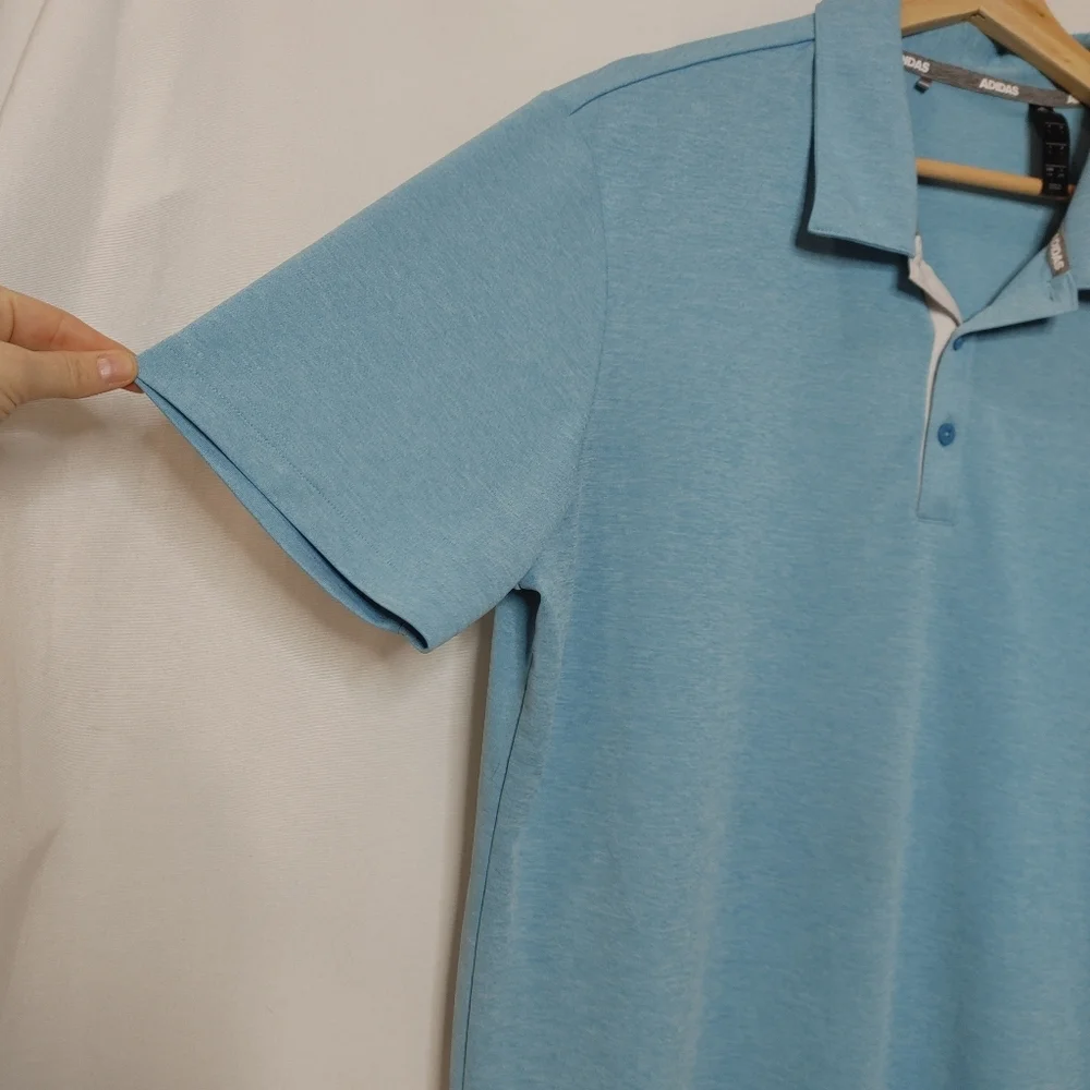 Adidas ADVANTAGE NOVELTY HEATHERED‎ POLO SHIRT GP4211 Light Blue Large L UV50+